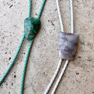 Gemstone Bolo Ties, Southwestern Style Lariat Necklace, Western Wear Artisan Made, Affordable Cowboy Bolo