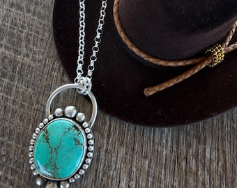 Turquoise and Sterling Silver Necklace, Artisan Made USA