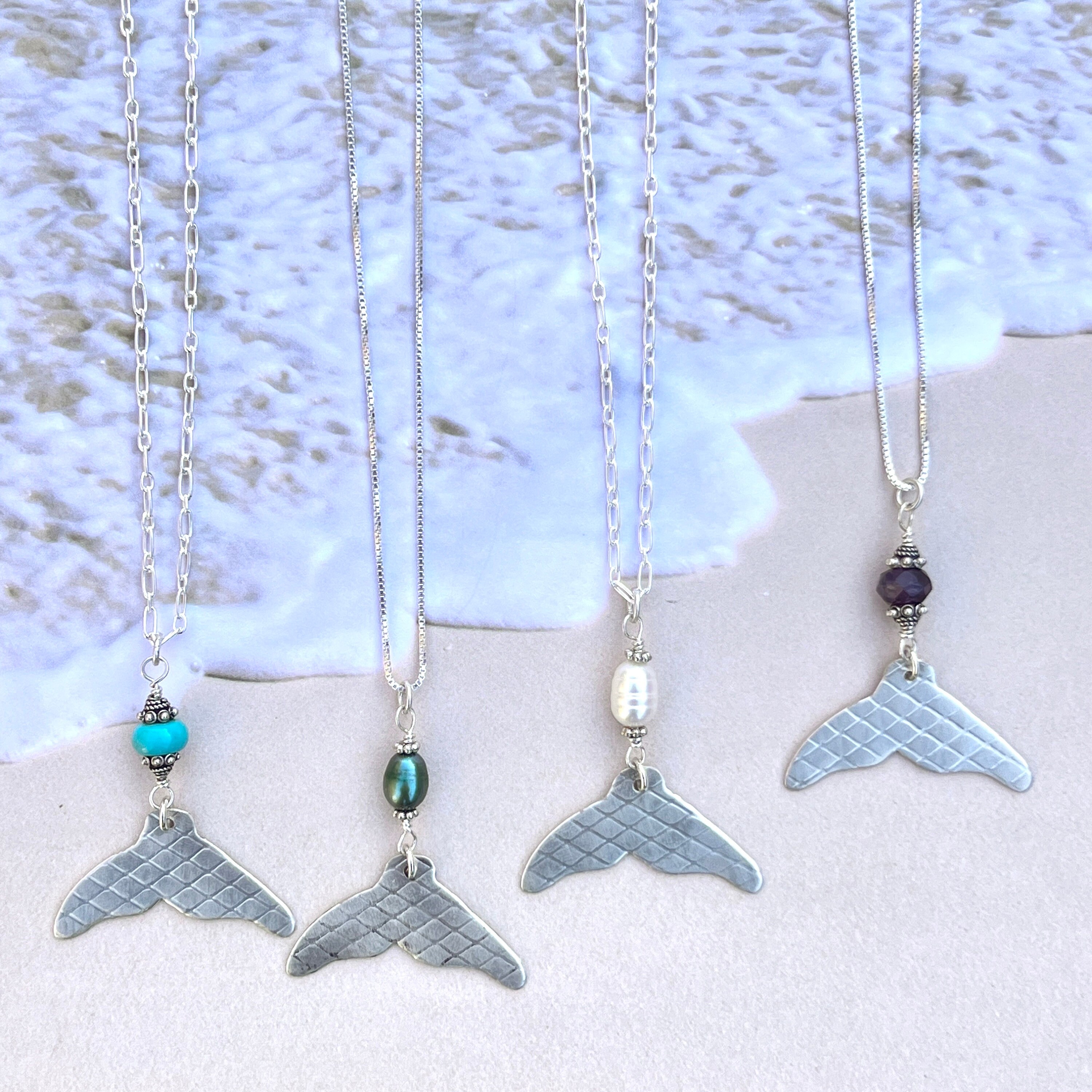 thumbnail image 2 of Eclectic Shop Uk Ltd ® Silver Plated Mermaid Tail Pendant Necklace - Whale Tail Charm, 51cm Rolo Chain, UK Made 2 of 6