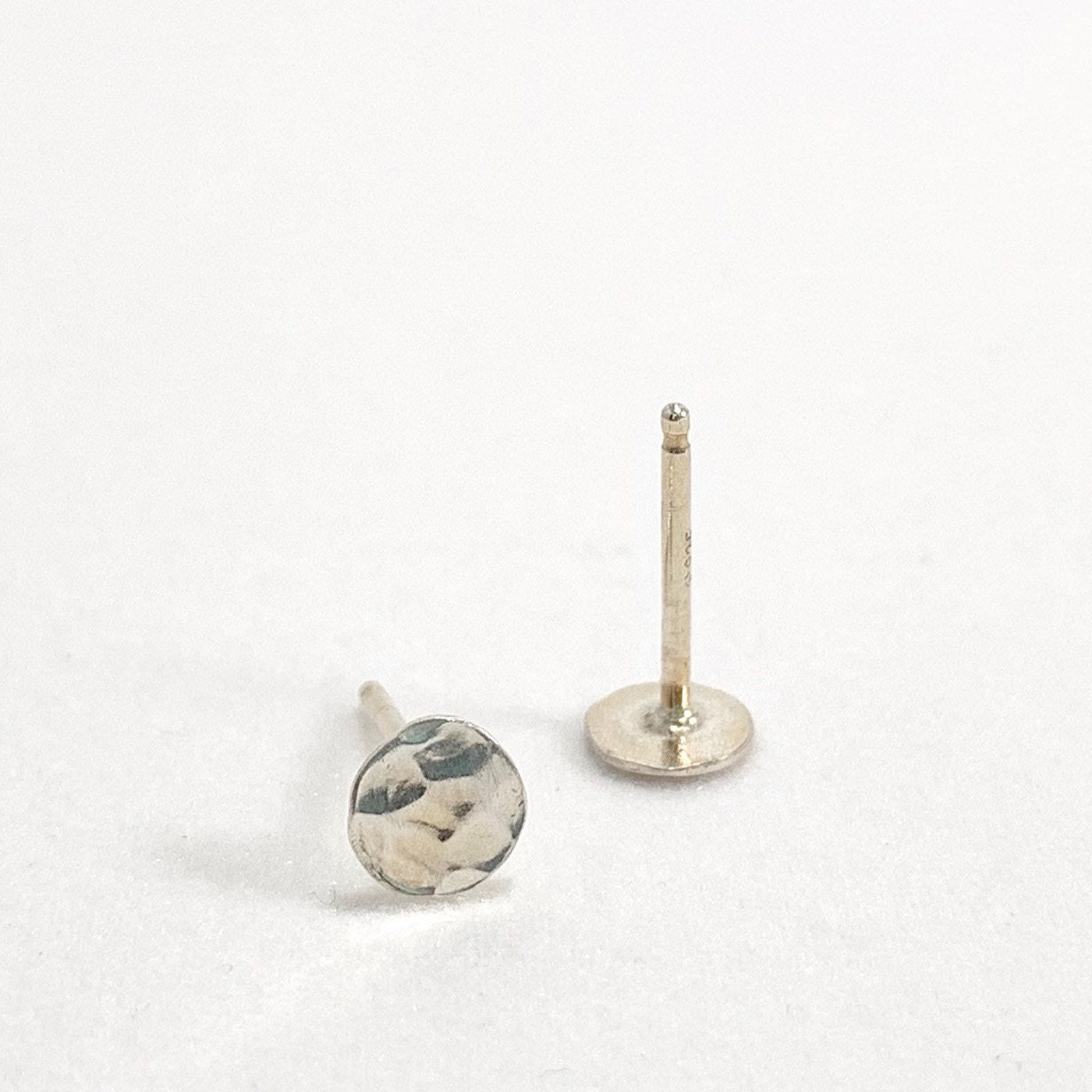 Hammered Mini Stud Earrings Small Sterling Silver Minimalist | Etsy