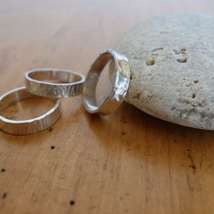 Hammered Sterling Silver Thumb Ring for Women or Men, Simple Wedding Band
