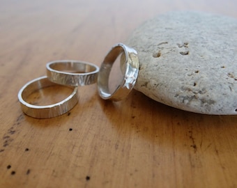 Hammered Sterling Silver Thumb Ring for Women or Men, Simple Wedding Band