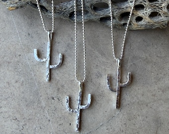 Saguaro Cactus Sterling Silver Pendant Necklace