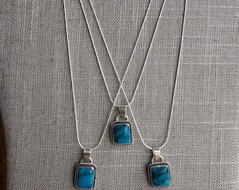 Southwest Turquoise and Sterling Silver Necklaces, Petite Gemstone Jewelry, Artisan Made USA