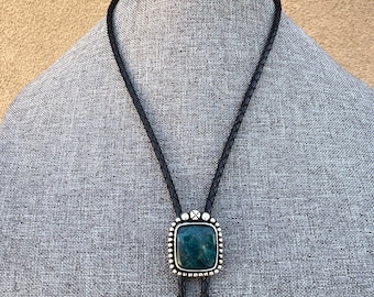 Blue Apatite Bolo Tie and Hatband, Sterling Silver and Cowboy Jewelry