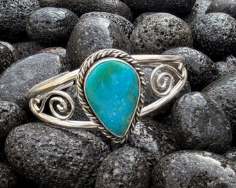 Kingman Turquoise Sterling Silver Cuff Bracelet: Artisan Southwest Jewelry, USA Made