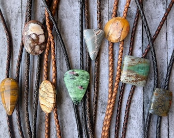 Gemstone Budget Bolo Ties, Southwestern Style. Artisan Made USA