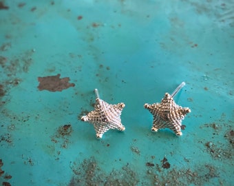 Starfish Sterling Silver Stud Earrings, Starfish Post Earrings, Ocean Jewelry, Mini Starfish