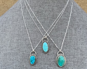 Genuine Turquoise and Sterling Silver Necklaces, Artisan Made in USA, Southwest Jewelry