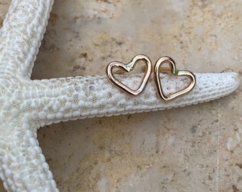 Gold Filled Heart Stud Earrings, Minimalist Jewelry