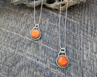 Orange Spiny Oyster Necklace:  Sterling Silver, Artisan Made in USA