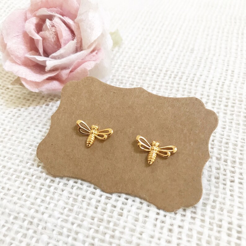 Stirling Silver Bee Earrings ~ SilverGoldRoseGold