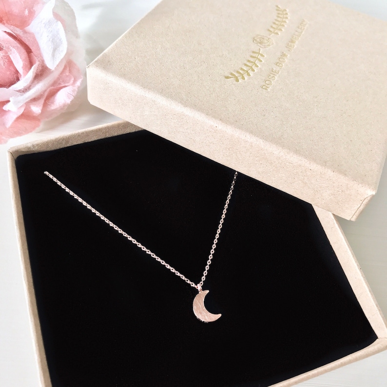 Dainty Moon Necklace Silver/Gold/RoseGold image 1