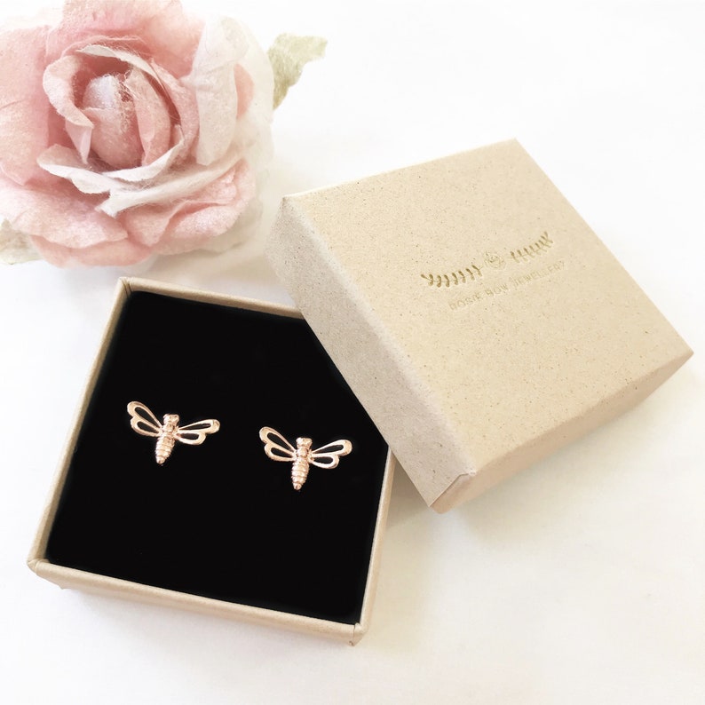 Stirling Silver Bee Earrings ~ SilverGoldRoseGold