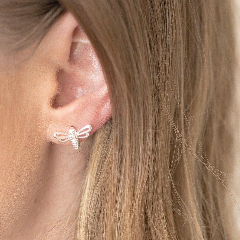 Stirling Silver Bee Earrings ~ SilverGoldRoseGold
