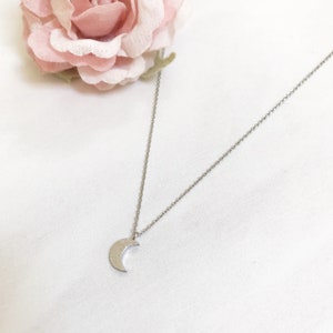 Dainty Moon Necklace Silver/Gold/RoseGold image 4