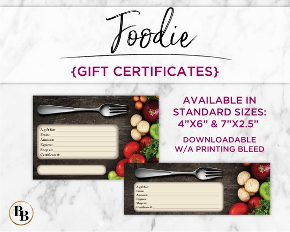Foodie Gift Certificates for Food businesses | Etsy