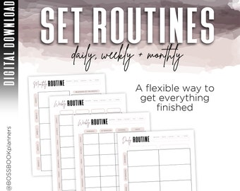 ROUTINE KIT| daily, weekly, monthly worksheets - digital - Set your routines