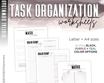 TASK ORGANIZATION KIT | personal organization worksheets - digital