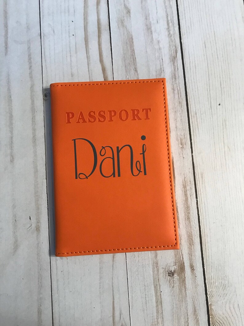 Monogrammed Orange Passport Holder Orange Passport cover Etsy