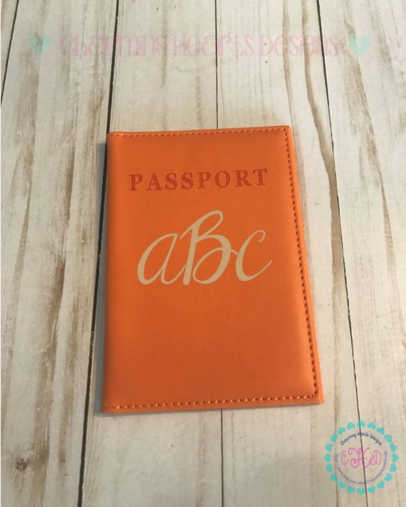 Monogrammed Orange Passport Holder Orange Passport cover Etsy