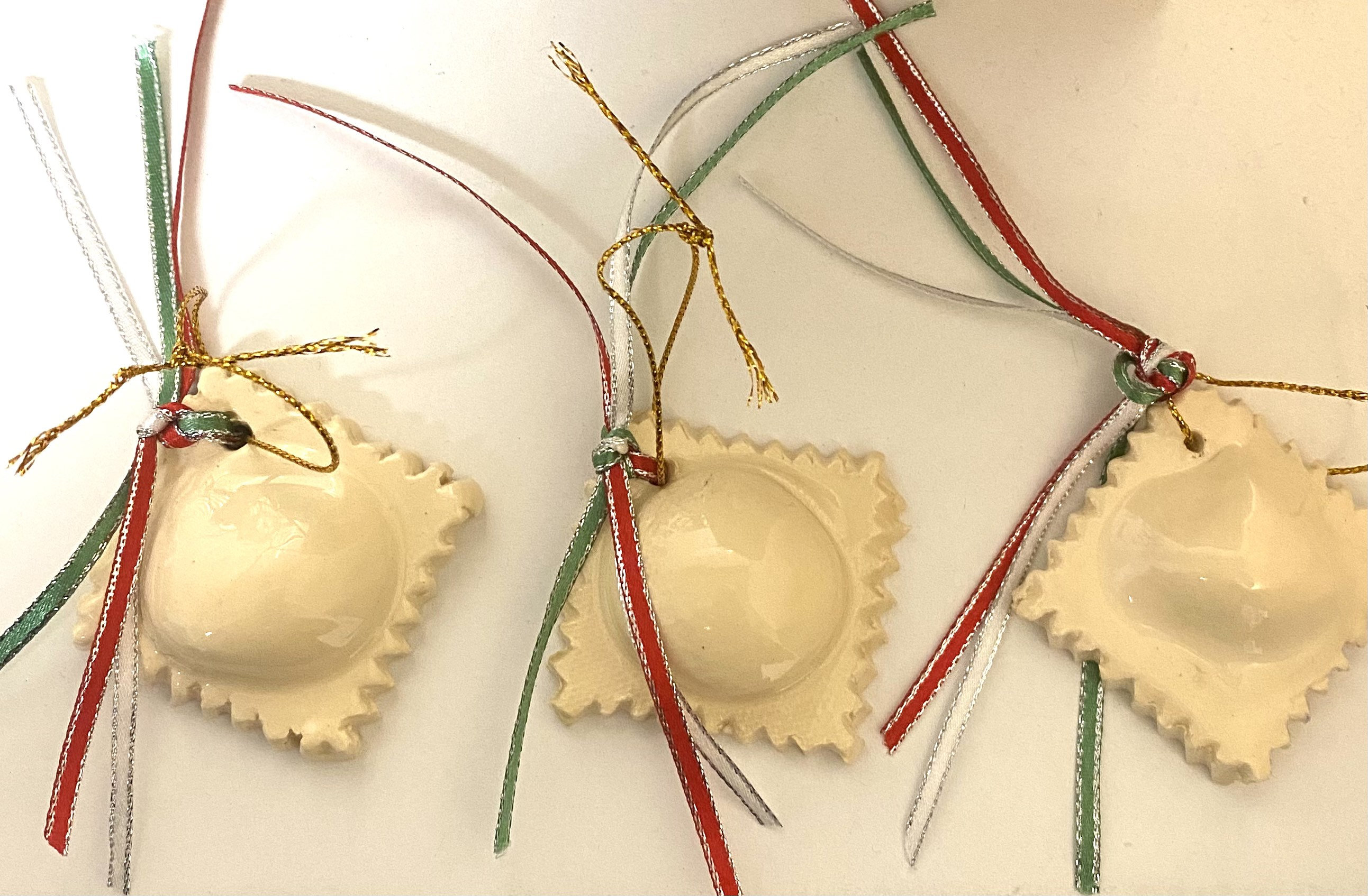 Handmade Ceramic Ravioli Ornament: Italian Ribbon Decor - Etsy