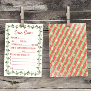 Lista de deseos navideños Carta para el querido Papá Noel Cartas imprimibles a Papá Noel Recuerdo Carta para niños a Papá Noel Lista de deseos navideños La linda lista de Papá Noel