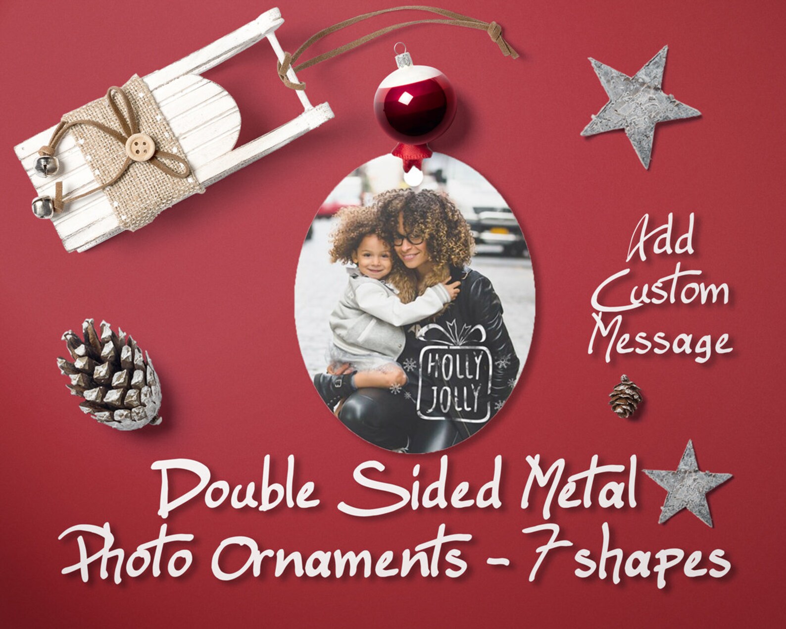 Photo Ornaments Double Sided Personalized Christmas Etsy