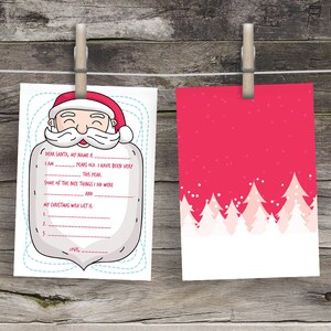 Lista bonita de Navidad Recuerdo Carta para niños a Papá Noel Lista de deseos de Navidad Carta de Querido Papá Noel Carta imprimible a Papá Noel Cartas Lista de deseos de Navidad