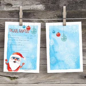 Lista de Deseos Navideños con Acuarela Pintada Papá Noel Carta Querido Santa Carta del Polo Norte Lista de Deseos Navideños Pintados a Papá Noel Bonita lista