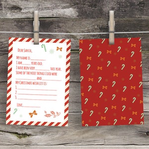 Lista de deseos de Navidad Carta de Querido Santa Cartas del Polo Norte Lista de deseos de Navidad Carta de Navidad Carta de recuerdo para niños a Santa Lista agradable