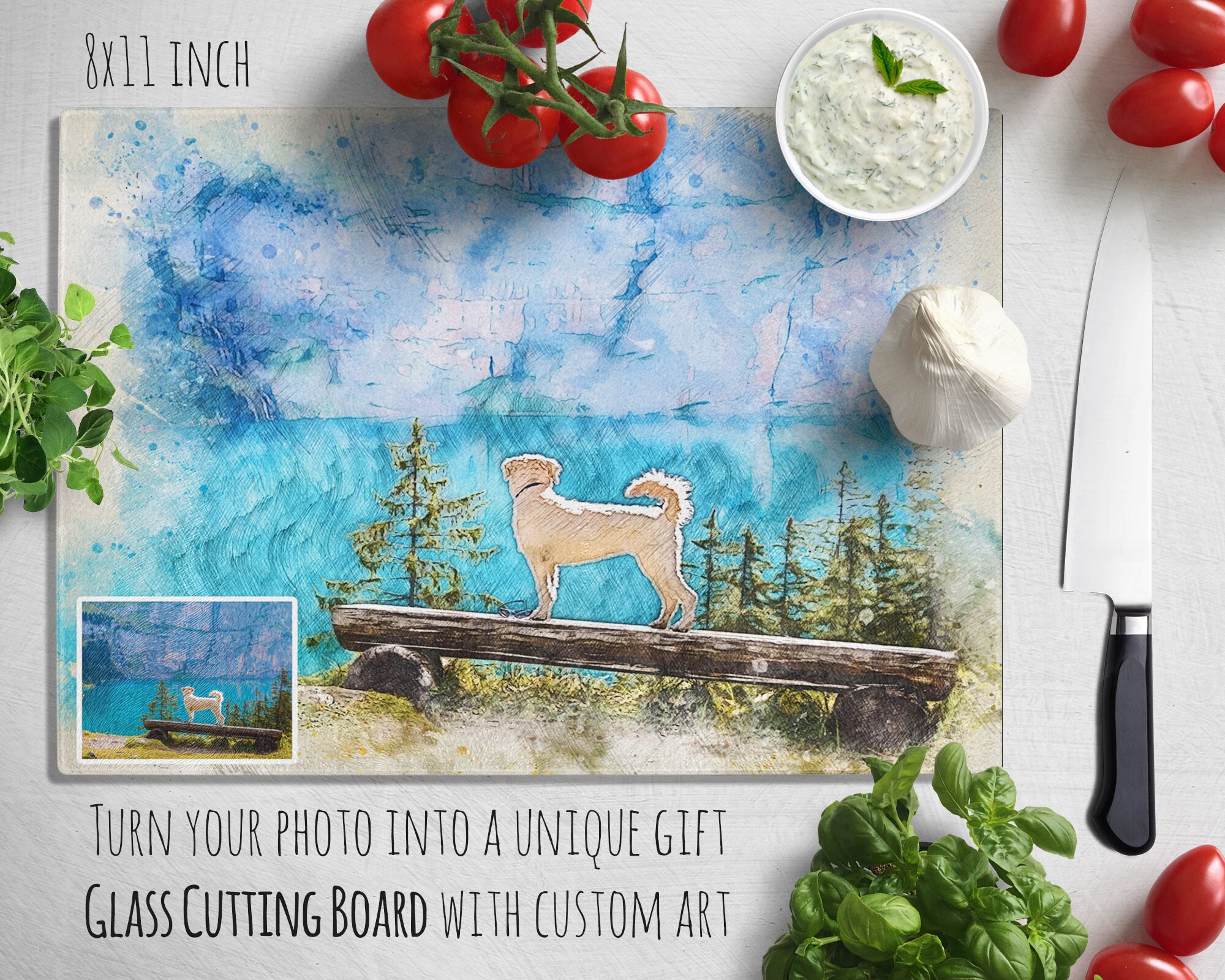 Glass cutting Board made by artist - your photo or any painting