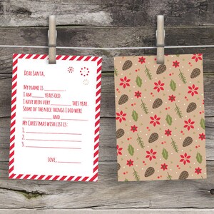 Andenken Kinder Brief an den Weihnachtsmann Weihnachten Wunschliste Schöne Liste Lieber Santa Brief Printable Letters to Santa Letters Christmas Wish List