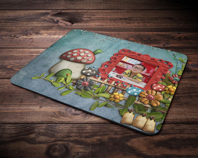 Custom Photo Frame Mouse Pad Retro Look Mousepad With Vintage Style Mat Blue Red Personalized Picture