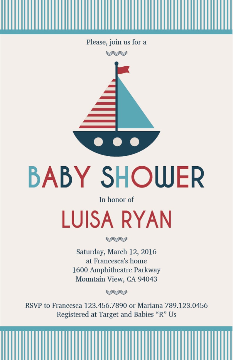 Sailor baby shower invitation sailboat babyshower invitations Etsy