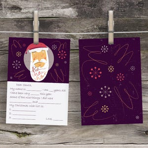 Carta dibujada de Querido Papá Noel Carta imprimible a Papá Noel Recuerdo Cartas para niños a Papá Noel Lista de deseos navideños Cartas de Papá Noel Lista de deseos navideños