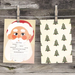 Lista de deseos de Navidad Acuarela Querido Santa Carta Carta del Polo Norte Lista de deseos de Navidad pintada Recuerdo de bricolaje Carta para niños a Santa Nicelist