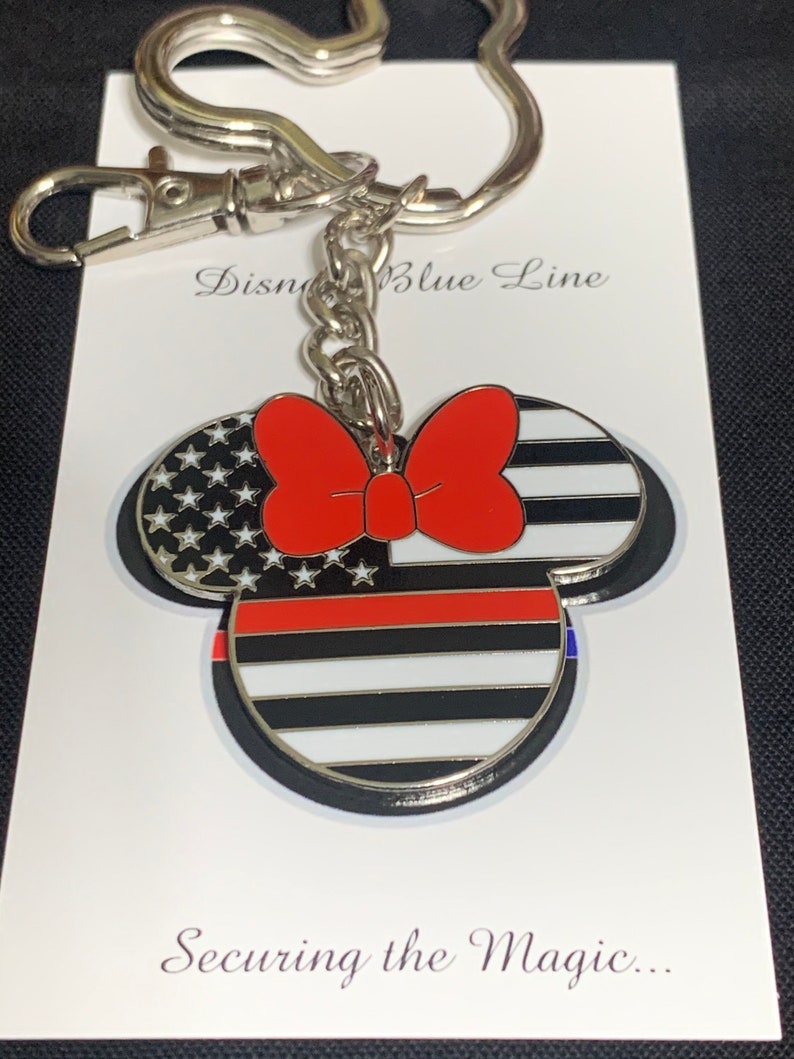 Minnie Bow Thin Red Line Keychain image 1