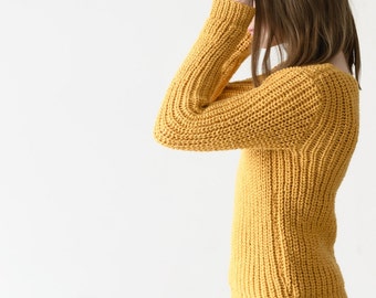 Mustard sweater,  Wool sweater,  Hand knit sweater,  Chunky knit sweater,  Alpaca sweater,  Winter knitwear, Unisex pullovers  Comfy sweater