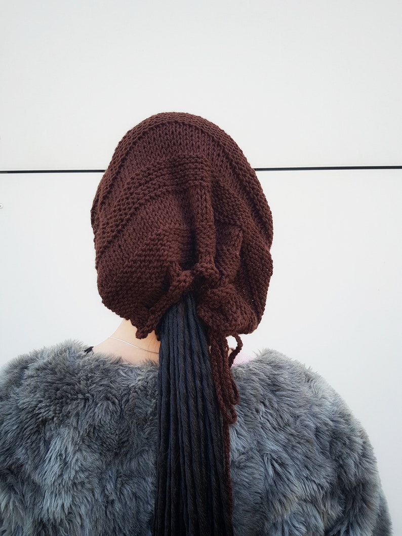 Chocolate dreadlocks hat, Handmade knit dreadlocks hat, Rasta hat, Hippie beanie hat great for Dreads Festivals, Dread beanie, Ready to ship image 7