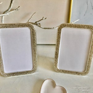 GORGEOUS WHITE DIAMOND Rhinestone Studded Photo Frame - Set of 2