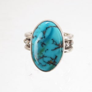 Turquoise ring~ American turquoise ring~natural untreated gemstone~Thundermountain mine ~solid sterling silver handmade ring~multiple sizes