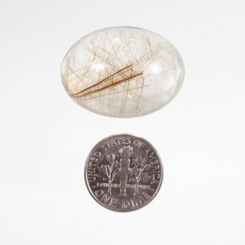 RQ2 Natural Rutilated Quartz Cabochon Untreated Gemstone