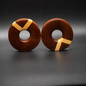 57mm Handmade Sapele & Holly Wood Tunnels – Unique Wooden Body Jewelry for Stretched Ears