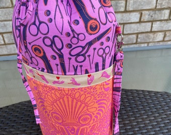 Tula Pink Homemade Jetset Cinch bag with wrist strap