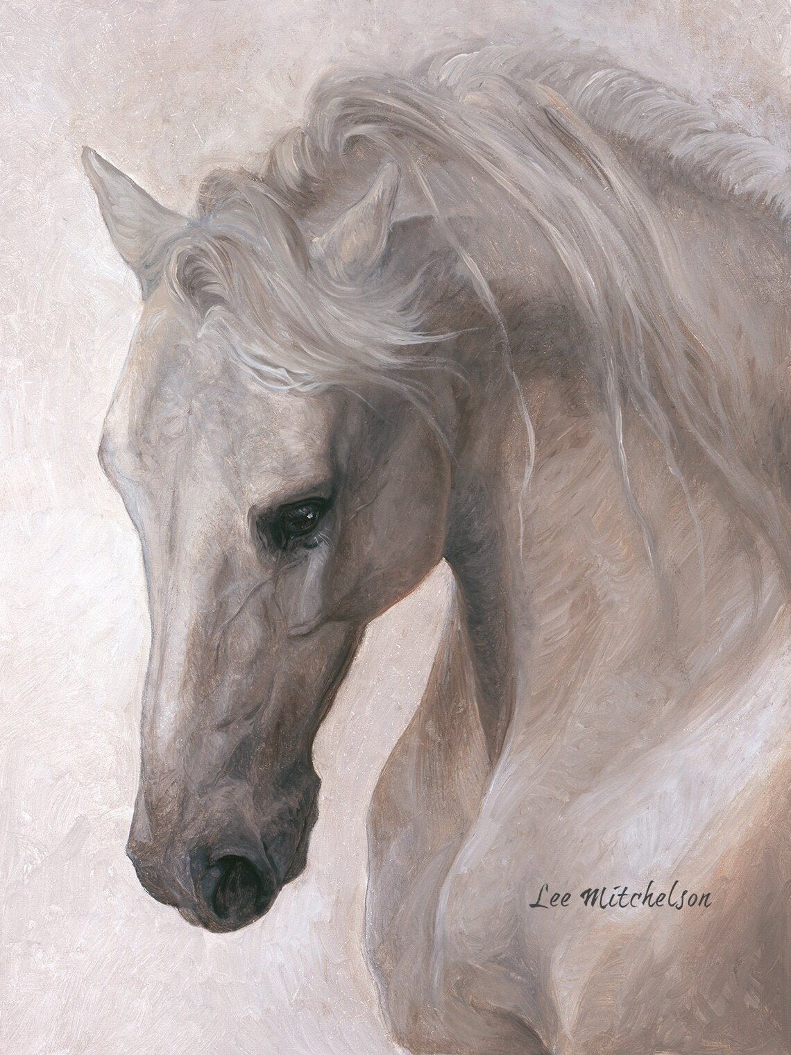 Large Horse Painting White Horse Wall Art Print on Canvas Etsy