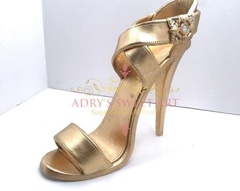 Gum Paste Golden Stiletto Shoe