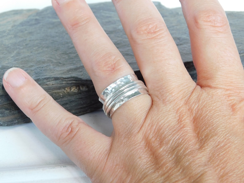 3 bands ring meditation ring Wedding band Sterling silver spinner ring 220 Size 7 ready to ship fidget ring