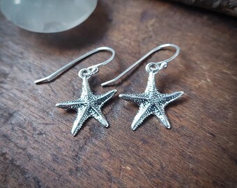 Starfish dangle earrings,  sterling silver 0.925, handmade in Canada 158