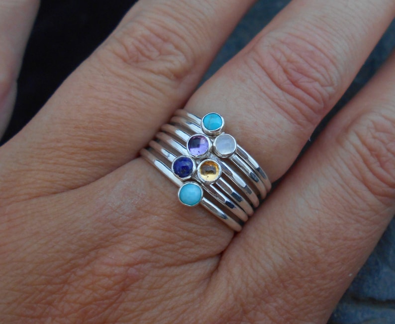 Skinny ring 1.2 mm ring thin ring February birthstone ring hammered stacking ring. Amethyst Skinny sterling silver ring